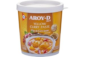 AROY-D Yellow Curry Paste Pate de Curry Jaune Authentic Thai Recipes 14oz 400g Product of Thailand Oriental Cooking