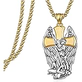 Hantuorui Archangel Michael Necklace 925 Silver Silver St Michael Pendant for Men Women San Miguel Arcangel Amulet Protection Catholic Jewelry Gifts