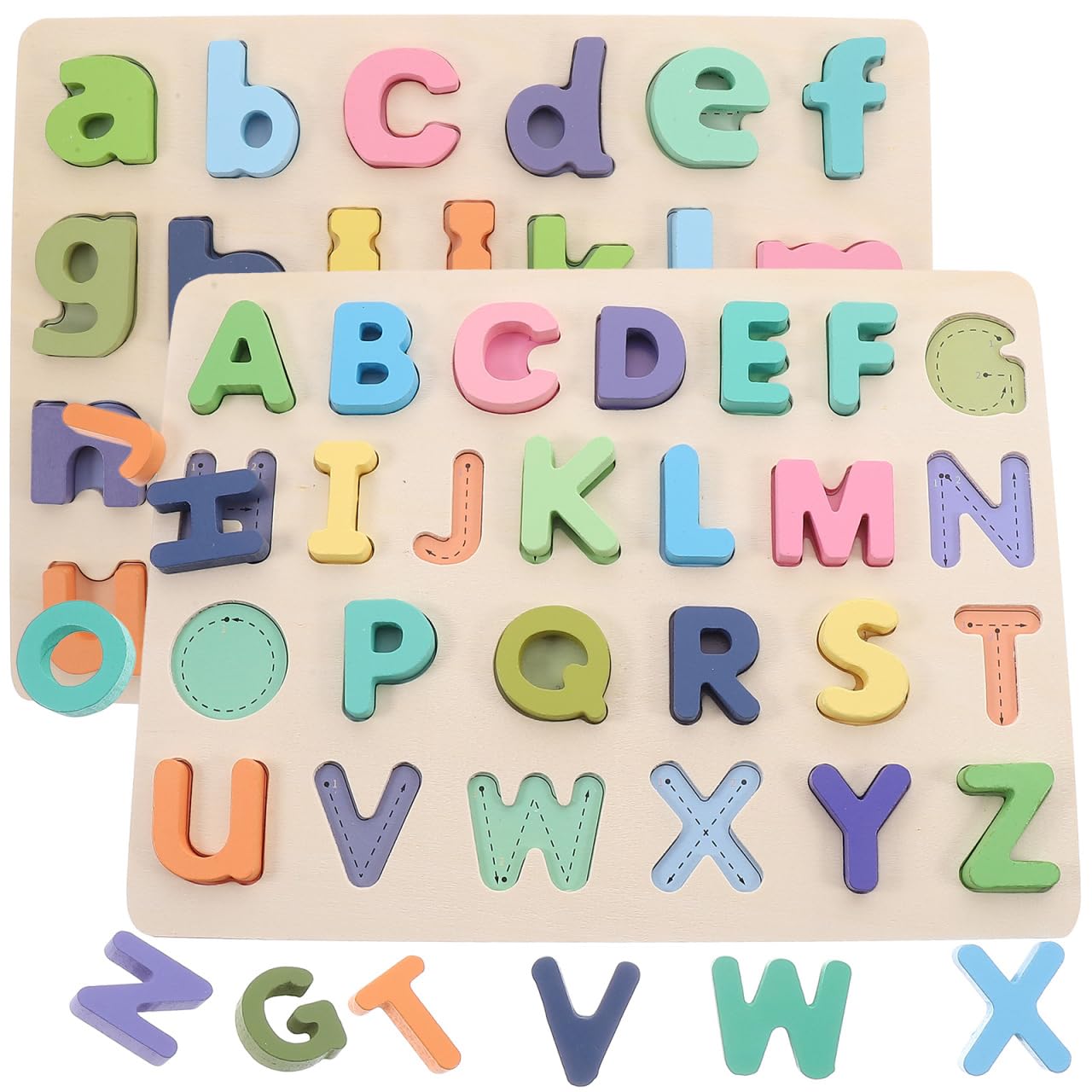 Toddmomy 2 Sets Alphabet Puzzle Educational English Jigsaw for Early Learning Cognitive Matching Game Montessori Learning Aid for Boys