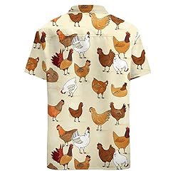 HUGLAZY Chicken Shirt for Men Button Down Hawaiian