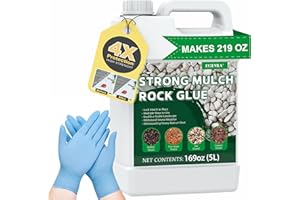 OYCEVILA Concentrate Stone Glue, Makes 219oz Mulch Rock Glue for Landscaping, Bark Binder Spray for Outdoor, Garden, Yard, Easy Hold & Pet-Friendly Mulch Anchor Easily Holds Rubber, Stone, Pebble, Pea Gravel