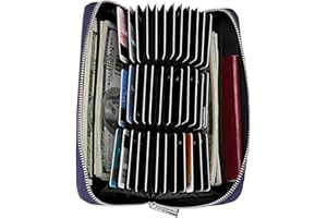 Cynure Women 36 Slots RFID Blocking Card Holder Large Long Leather Zipper Organizer Accordion Wallet