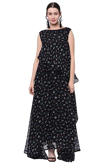 printed gown in chiffon