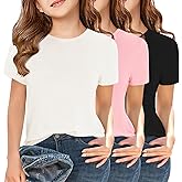 Girls Short Sleeve T Shirts Kids Summer Tops Crewneck Tees 5-14 Years