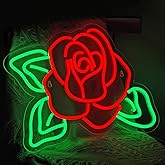 Shecina Rose Flower Neon Lights,LED Rose Flower Neon Signs for Wall Decor, Neon Light Sign Neon Room Decor,USB Night Lights for Bedrooms, Shops,Florists, Bars, Parties, Wedding, Holiday Gifts(14.2*10.9in)