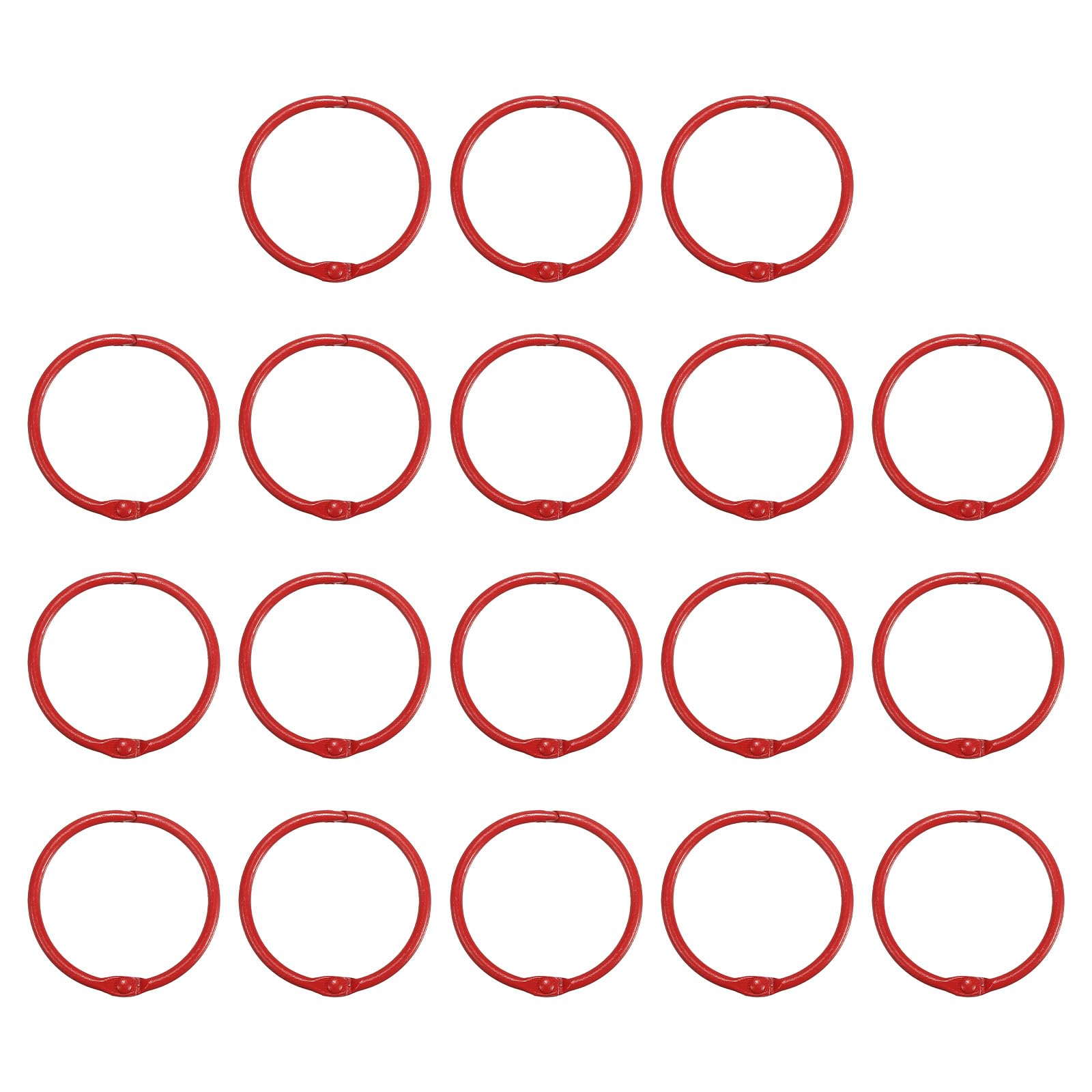 PATIKIL 1.8 Inch Loose Leaf Binder Rings, 18 Pack 3mm Metal Flash Card Book Binding Rings for Key Chain Index Card Scrapbooks, Red