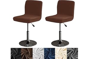 HFCNMY Bar Stool Covers with Backs,2 Pack Stretch Velvet Bar Stool Covers Bar Chair Covers Barstool Seat Cover Washable High Chair Cover with Elastic Bands Coffee