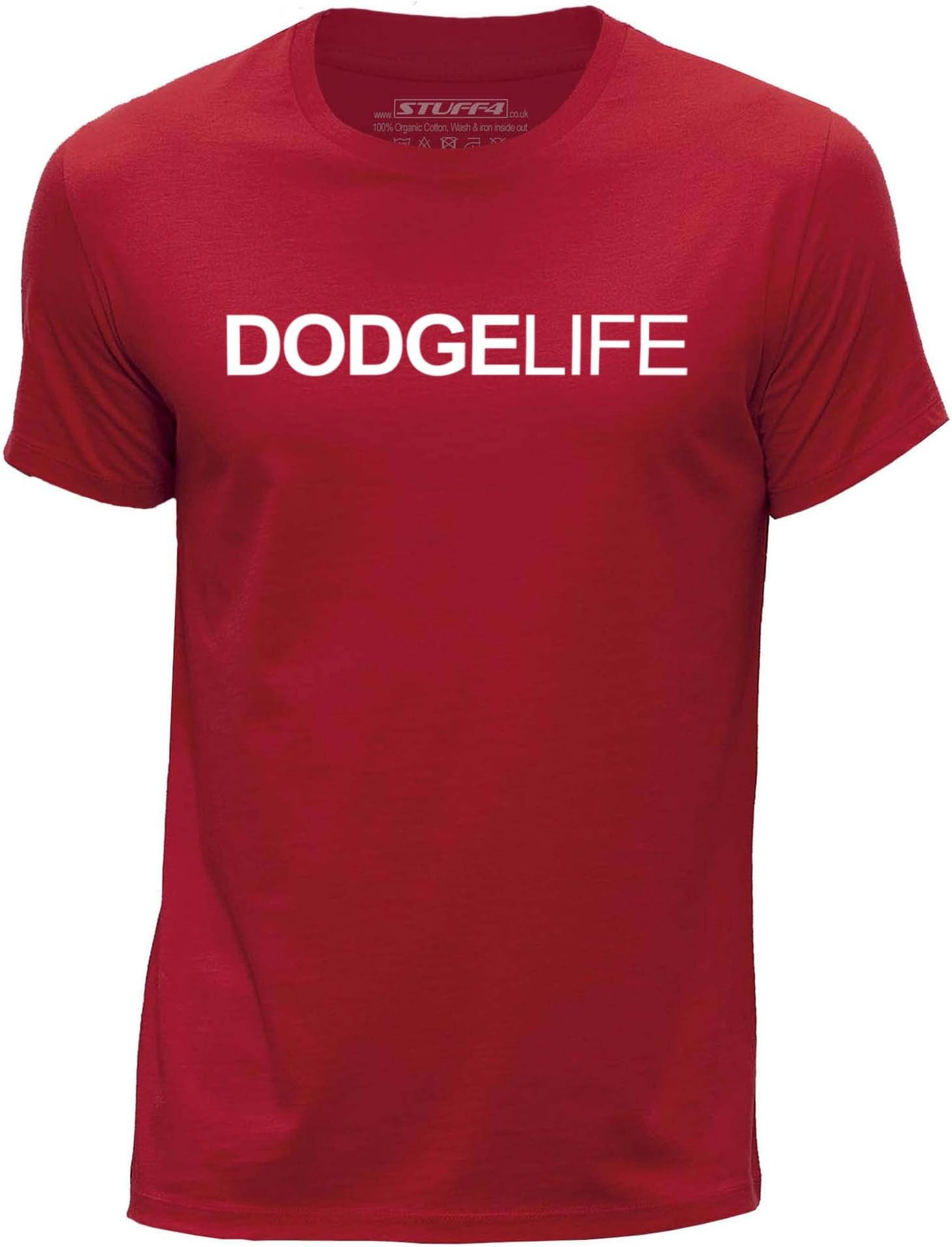 Stuff4 Men's T-Shirt/Car Life/Love Dodge/Round Neck Casual Short Sleeve 100% Organic Cotton/Red/XX Large (XXL)