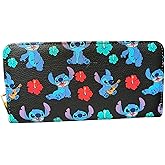 Disney stitch unisex hibiscus all over print full zip wallet - faux leather