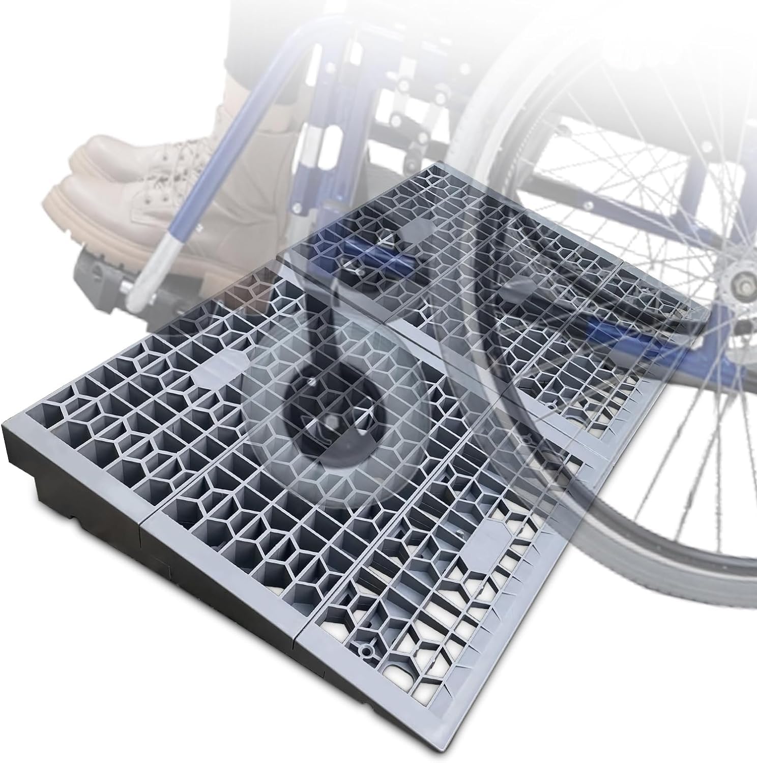 ROBLOCK ホームステップ入口車椅子用高さ7.6 cm取り外し可能スロープ、ドア用ポータブルモジュール式敷居車椅子用スロープ、積載能力1360 Kg、2パック