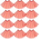 Jiuguva 12Pcs Elastic 4 Layered Tulle Tutu Skirt Halloween Tutus for Women Ballet Adult Fluffy Fairy Ballerina