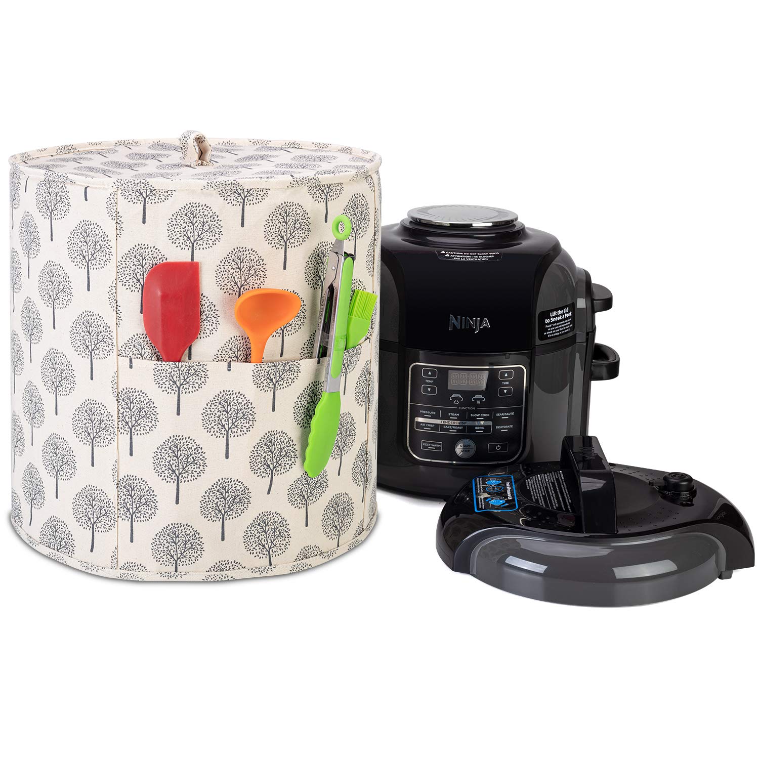 Yarwo Dust Cover Compatible with 6L and 7.5L Ninja Foodi Multi-Cooker OP300UK, OP500UK, Cover for Ninja Electric Pressure Cooker with Top Handle and Pocket for Accessories, Tree