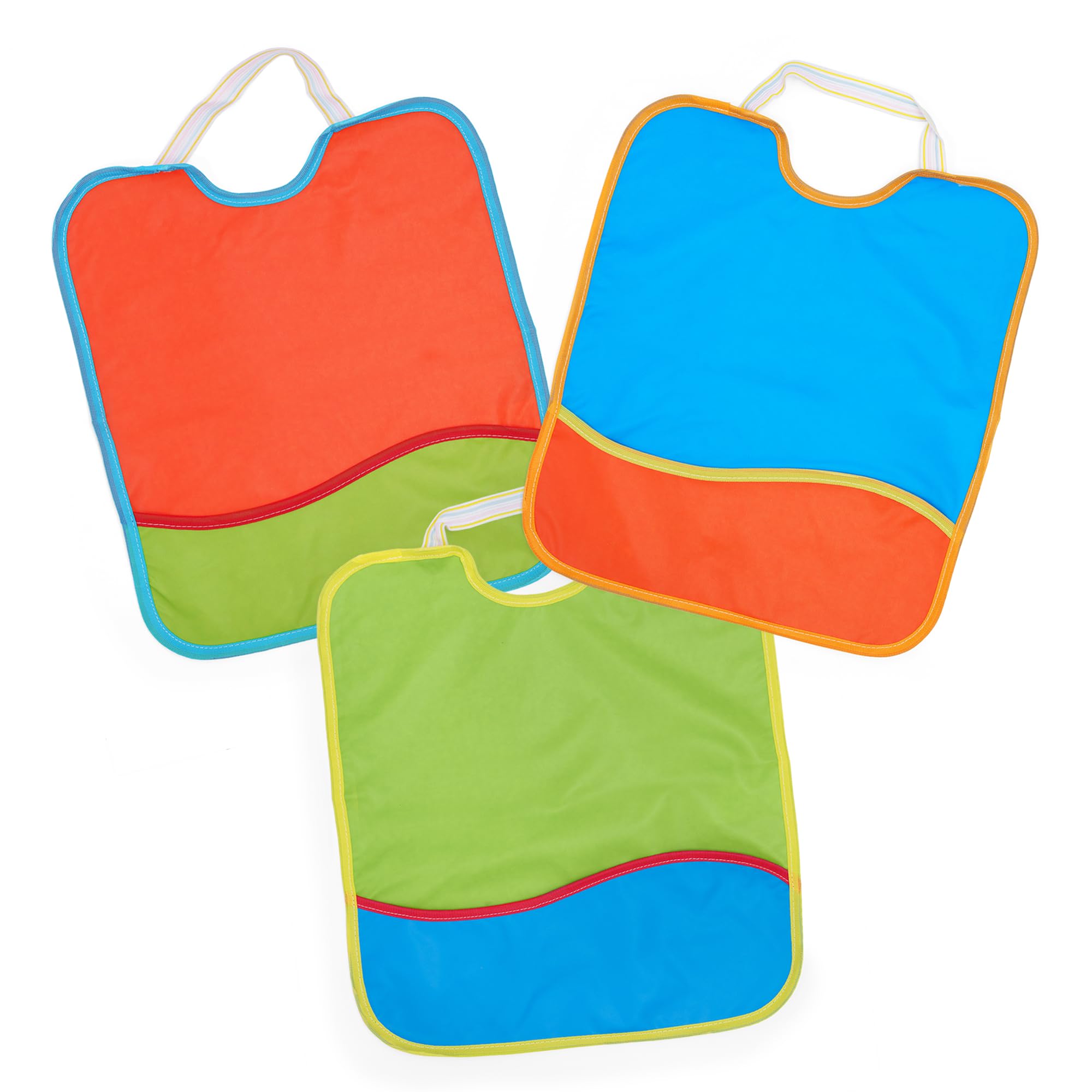 Ti TIN Pack of 3 Waterproof Bibs 67% Breathable Polyurethane, 33% Polyester | Pack of 3 Breathable Bibs with Rubber Closure and Pocket for Children Over 12 Months, 28x32 cm