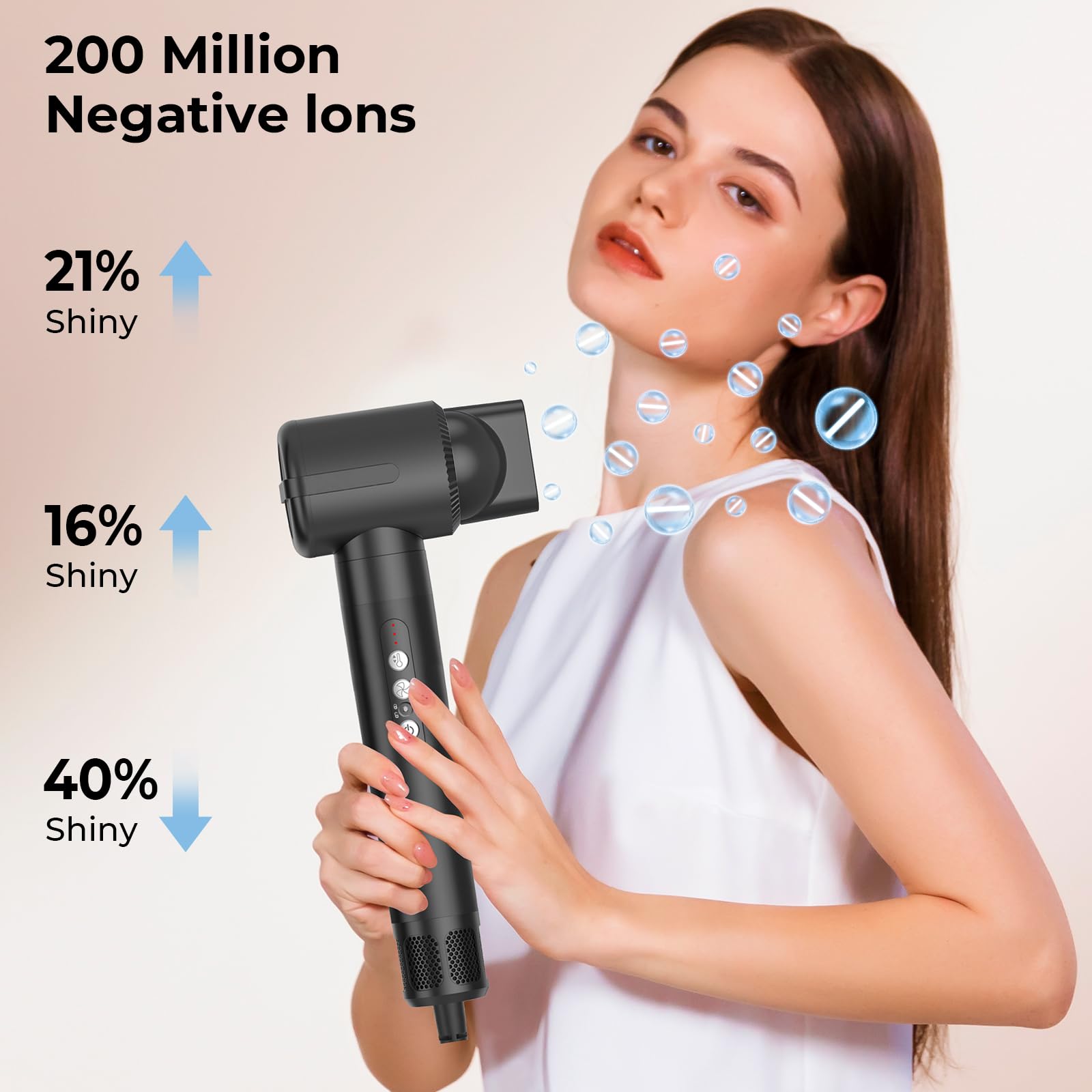 7 in 1 Hairstyler,1400w Föhn mit Diffusor Haartrockner mit 3 Temperatur, Multi Air Styler Set, 30mm Air Lockenstab,Stylingbürsten für Trocknen, Locken,Glätten,Styling,110000 RPM Motor Schnell Trocknen 4