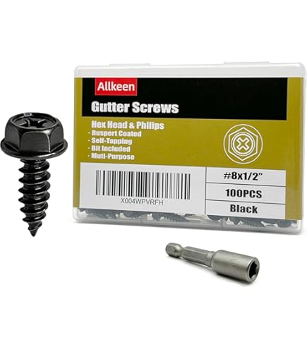 Allkeen White Painted Self Tapping Gutter Screws #8 x 1/2