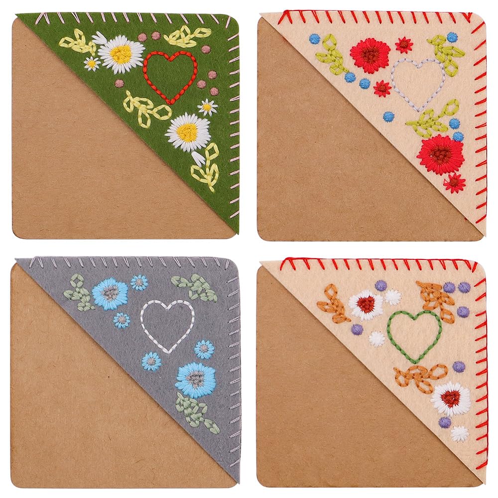 CENPEK Corner Bookmark,Personalised Hand Embroidered Book Corner Decorations for Book Lovers Personalised Bookmarks Love Heart Shaped 4pcs