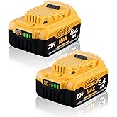 2 Pack 20V Battery Replace for Dewalt 20V Max Battery DCB206 DCB204 DCB203 DCB201, Compatible with Dewalt DCD/DCF/DCG Series