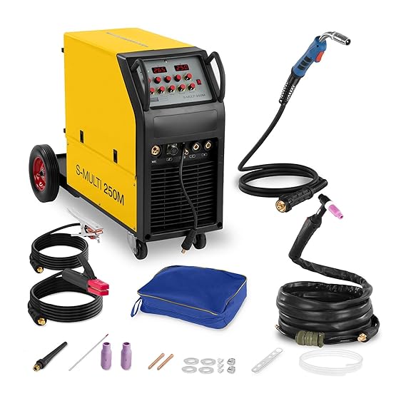 Stamos Welding Kombi-Schweißgerät Schweißmaschine MIG/MAG MMA WIG FCAW S-MULTI 250M (400 V, 250 A/Duty Cycle 60%, Hot Start, 
