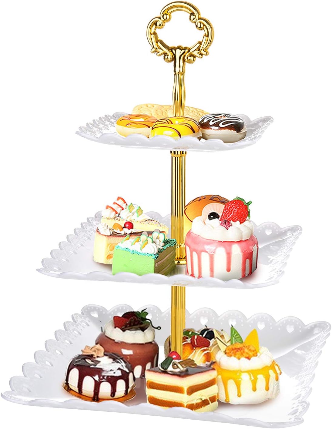 Zwoos Presentoir A Gateaux Detachable Presentoir A Gateaux A 2 Etages Ou 3 Niveaux Pour Aperitif Ou Dessert Cupcakes Et Gateaux Buffet De Bonbons Plateau De Fruits Presentoirs A Gateau Cuisine Maison