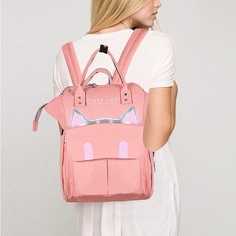 Polka Tots Stylish Diaper Bag for Mothers, Diaper Bag Backpack, Nappy Bag, Multi Functional, Many Pockets, Travel Nappy Tote Backpack Diaper Bag/Baby Bag/Mummy Bag/Handbag Large Capacity Peach