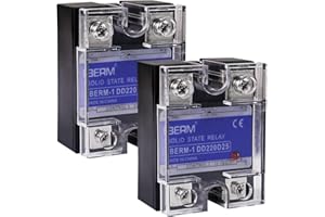 Alinan 2pcs SSR-25DD Single Phase Solid State Relay DC to DC Input 3-32VDC Output 5-220VDC 25A