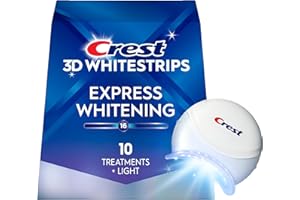 Crest 3D Whitestrips Express Whitening + Whitening Light At-home Teeth Whitening Kit, 10 Treatments + Light, 16 Levels Whiter