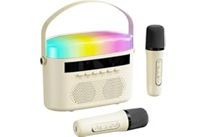 GIISSMO Portable Karaoke Machine for Adults Kids, Built-in Lyrics Display and RGB Lighting, 2 Self-Charging Wireless Microphones,Connects to TV for Home Party Birthday Outdoor Camping