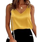 Ekouaer Womens Silk Satin Tank Tops V Neck Casual Sleeveless Tops 2025 Basic Camisole Tank Cami