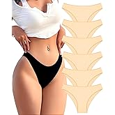 FINETOO 6 Pack Cotton Underwear for Women Cute Low Rise Bikini Panties High Cut Breathable Sexy Hipster Womens Cheeky S-XL