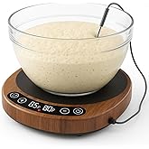 Risecret Pro 2026 Larger Sourdough Starter And Dough Warmer– Upgraded with Real-Time Dough Probe, Dual-Temp Display, 70-110°F Precision Control, 24H Timer Game Changer For Home Bakers White Wood