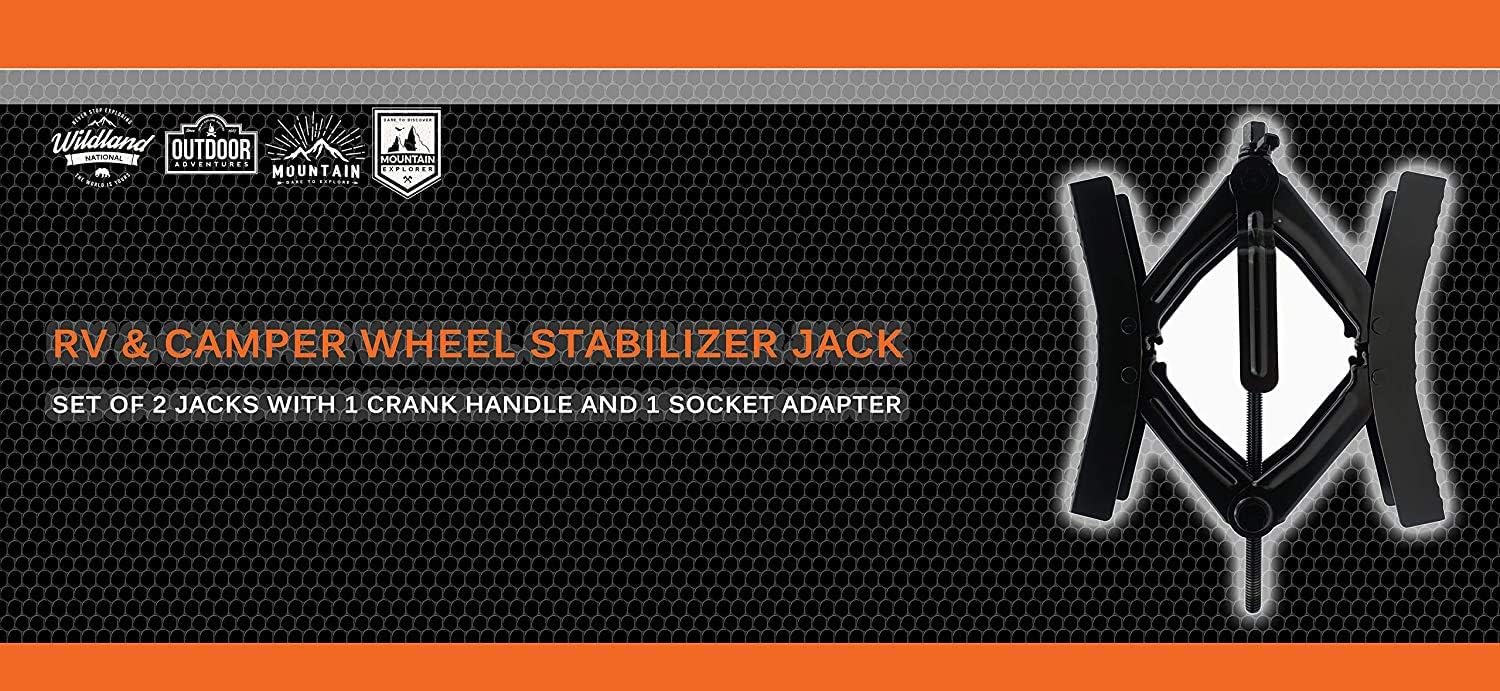 RV Camper wheel tire chock, 2 sets, for RV safety, levering system, Heavy Duty, stabilizer jack with crank handle x chock rv: Home Improvement