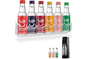 JAYOBGO Acrylic Holder for SodaStream Bubly Bubbly Drops Flavors, Wall Mount Storage for SodaStream Flavor Countertop Organizer, Floating Display, Clear, Holds up to 6 Bottles (Shelf only)