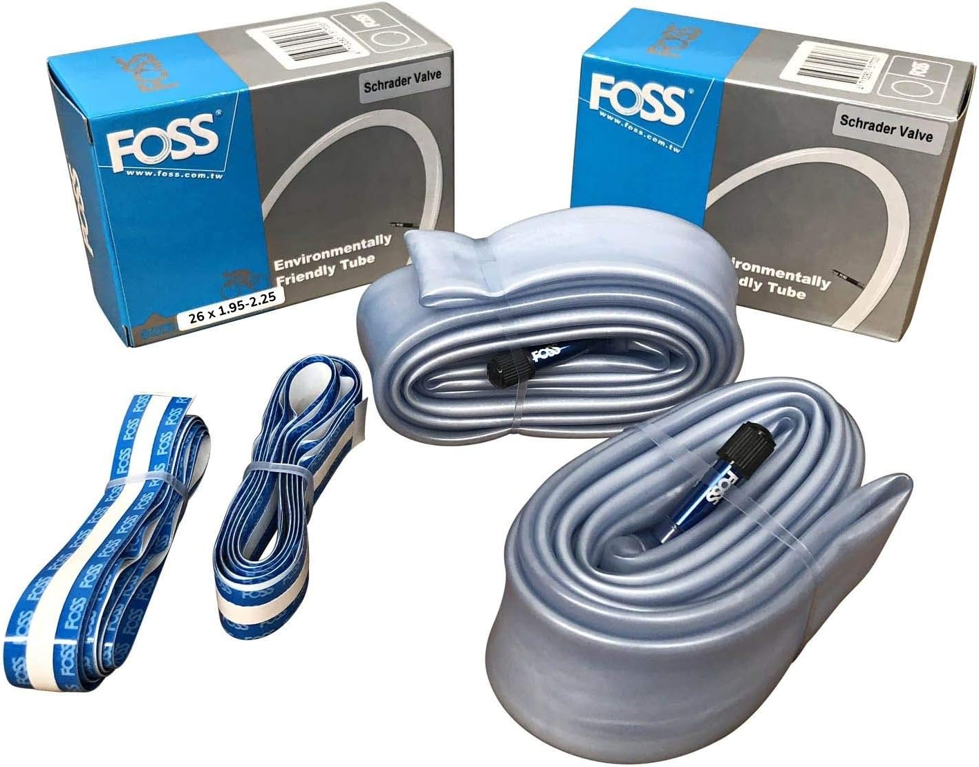 FOSS Bike Environmentally Friendly Inner Tubes 26 x 1.95-2.25, Schrader Valve (2 Pack)
