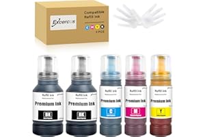 EXCERCUS Compatible Ink Bottle Replacement Refill Ink for Expression EcoTank ET-2760 ET-2750 ET-2700 ET-4760 ET-3700 ET-3760 