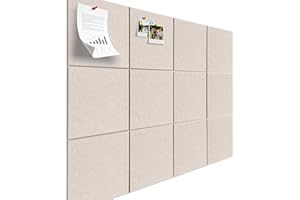 WAEKIYTL Large Felt Bulletin Board, 48" x 36" Cork Board Alternative 12 Pack Felt Wall Tiles Bulletin Board with 80 Safe Removable Adhesive Tabs, Wall Tiles Tack Push Pin Boards for Home Office Classroom
