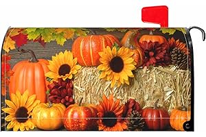 SWEETSHOW Fall Mailbox Covers Magnetic Standard Size 18 X 21 Pumpkin Sunflower Maple Leaf Autumn Thanksgiving Harvest Decorations Mailbox Wrap Post Letter Box Cover Decor for Outdoor Home Garden