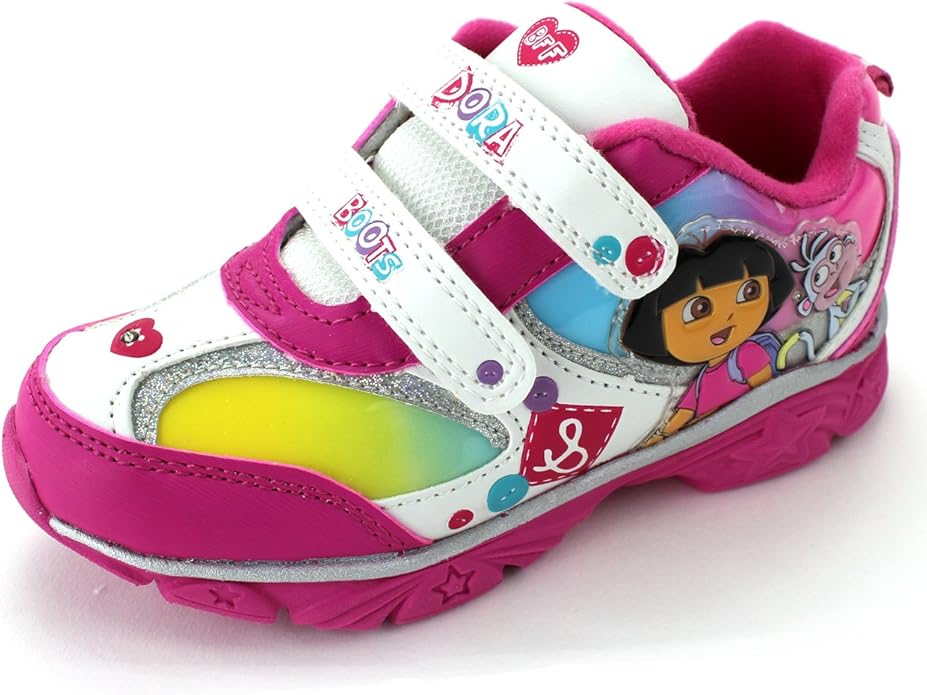 Dora the Explorer Girls Pink Lighted Sneakers Shoes (9 M US Toddler