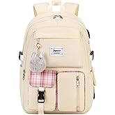 Joymoze Cute Backpack for Girl Teenager Daily Backpack Women Backpack Purse Ivory