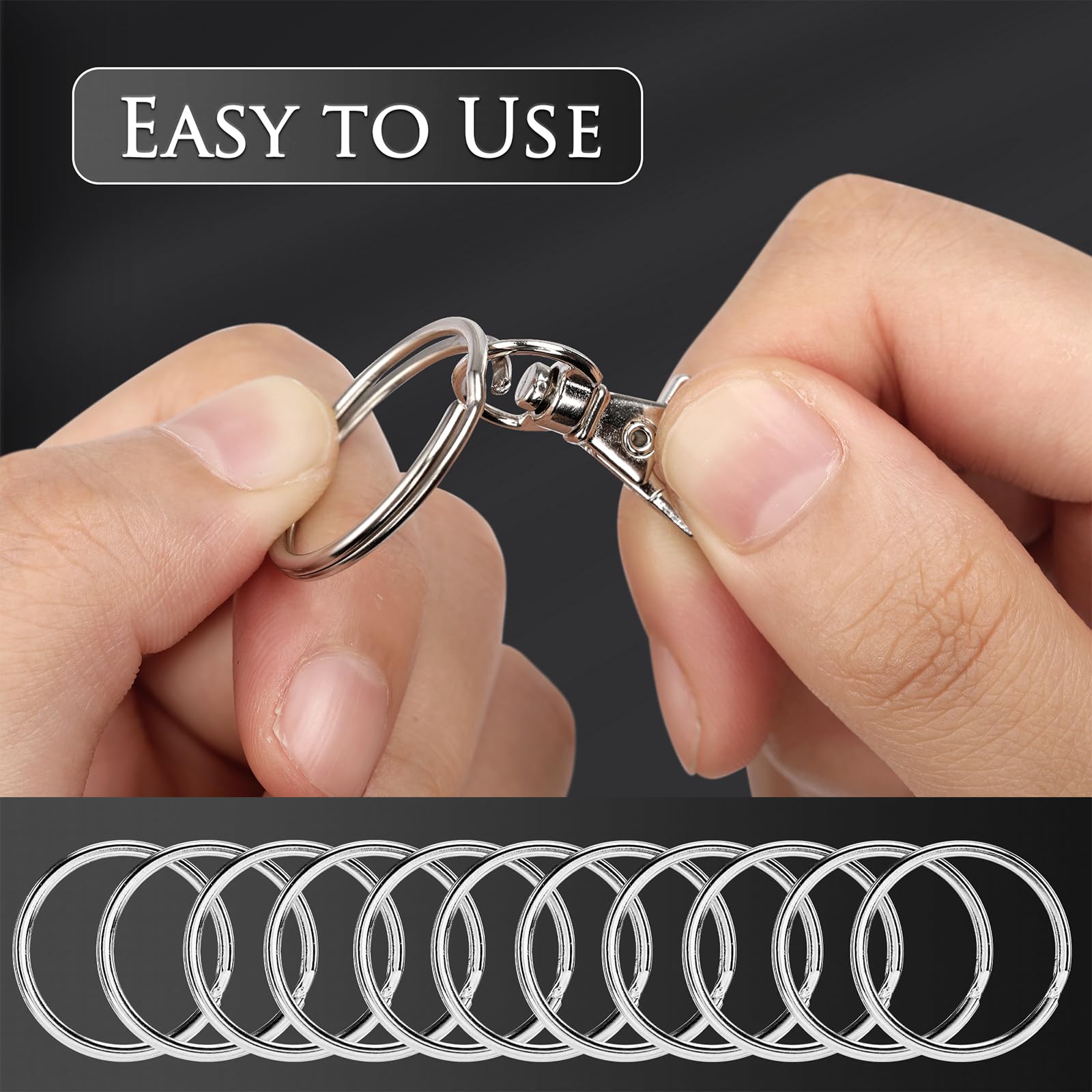 Bonison 50 PCS Keychain Making Kit with Lobster Claw Clasps & Key Rings – Keychain Clip with Key Ring Craft Supplies for DIY Keychains, Jewelry & Lanyard Projects