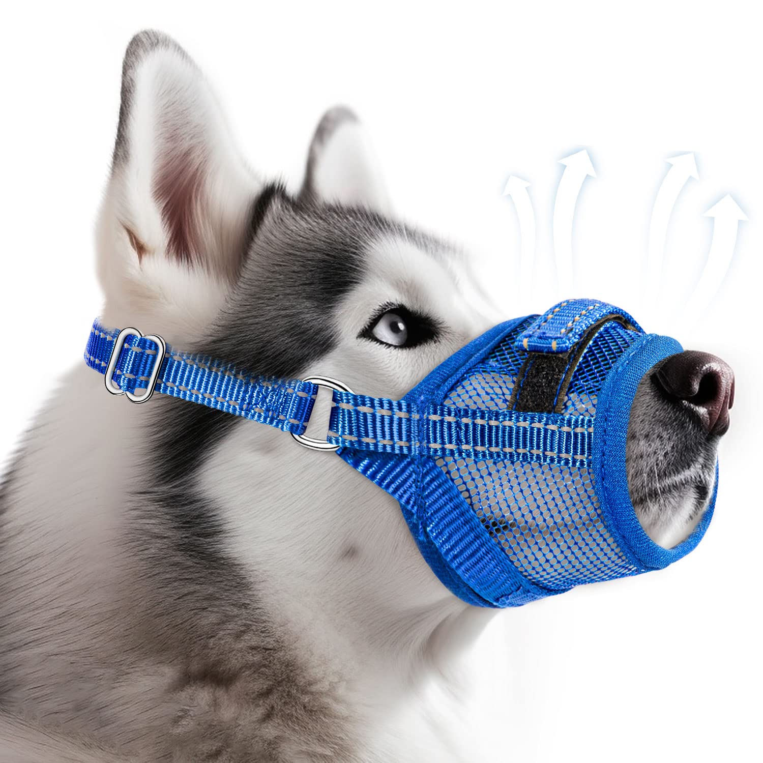 Eyein Soft & Breathable Dog Muzzle - Adjustable Dog Muzzle to Prevent Biting & Barking, Training Dog Mask Mouth Guard Allows Panting Drinking with Adjustable Loop for Small Medium Large Dogs(Blue,S)