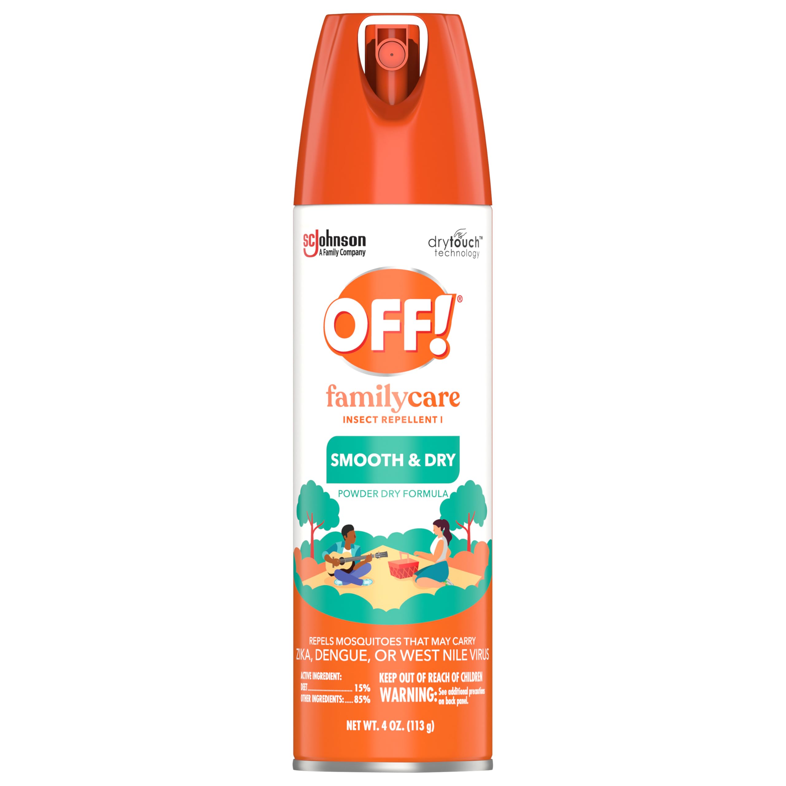 OFF! FamilyCare Insect & Mosquito Repellent Aerosol, Smooth and Dry Formula Bug Spray, Provides up to 6 Hours of Protection, 4 oz