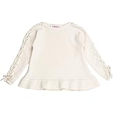 RuffleButts Girls Ruffle Hem Lace Up Sweater