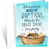 Prime Greetings Baptism Card, Made in America, Eco-Friendly, Thick Card Stock with Premium Envelope 5in x 7.75in, Packaged in Protective Mailer