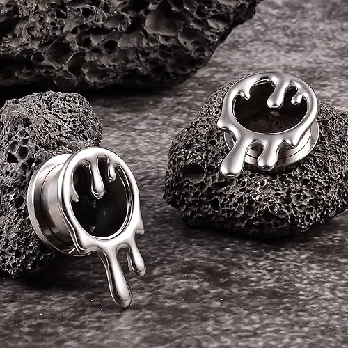 Atomhole 2PCS Cool Water Drops Ear Tunnels Plugs 316 Stainless