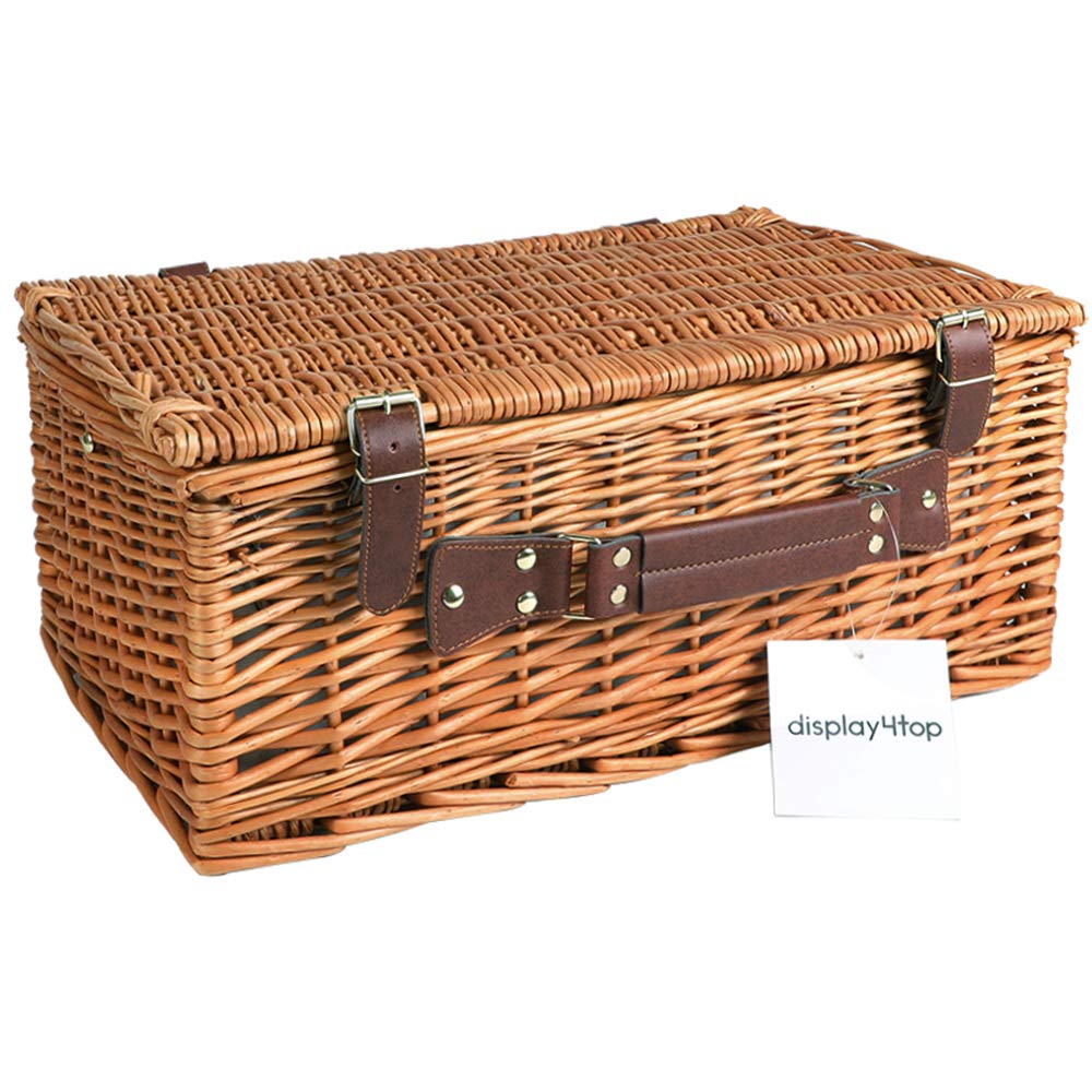 Display4top Wicker Picnic Basket,Deluxe Woven Willow