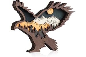 Laozai Wooden Forest Animals Eagle Decor Cabin Rustic Mountain Decor Wall Decorations for Bedroom Living Room Table Decorative