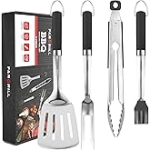 PARGRILL Grill Accessories Heavy Duty BBQ Set Gifts for Men/Women - Premium Stainless Steel Spatula, Fork, Brush & Tongs, Bar