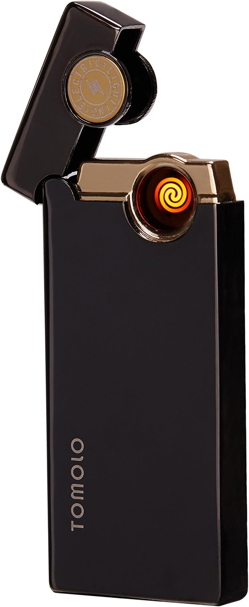 TOMOLO USB Rechargeable Windproof Flameless Coil Lighter Metal Material with Gift Box