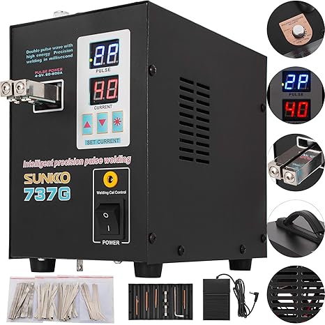Mophorn 737G Pulse Spot Welder 0.2mm Battery Welding Machine 110V Battery Spot Welder & Soldering Station Portable Pulse Welding Machine For Battery Pack ...