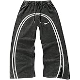 BEAUDRM Men's Striped Baggy Sweatpants Y2k Wide Leg Pants Drawstring Graphic Track Pant with Pockets Streetwear